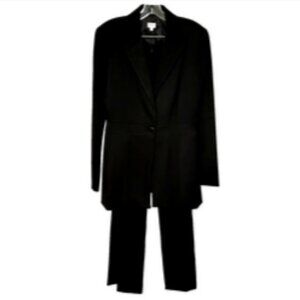 Cachè Womens Black Knit Single Button Blazer Slim Pant Suit Size 6